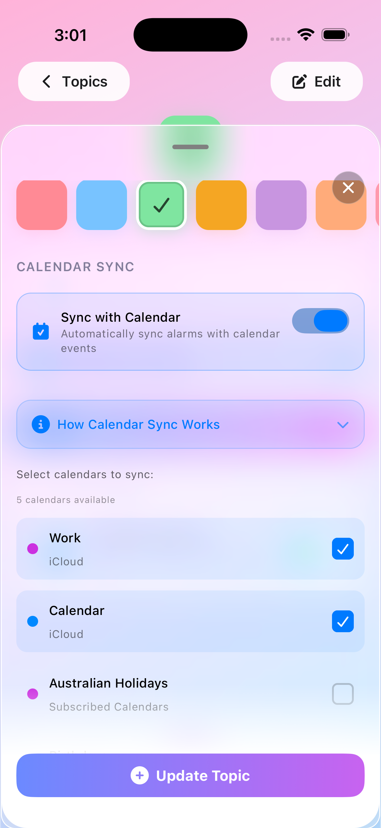 Calendar Selection