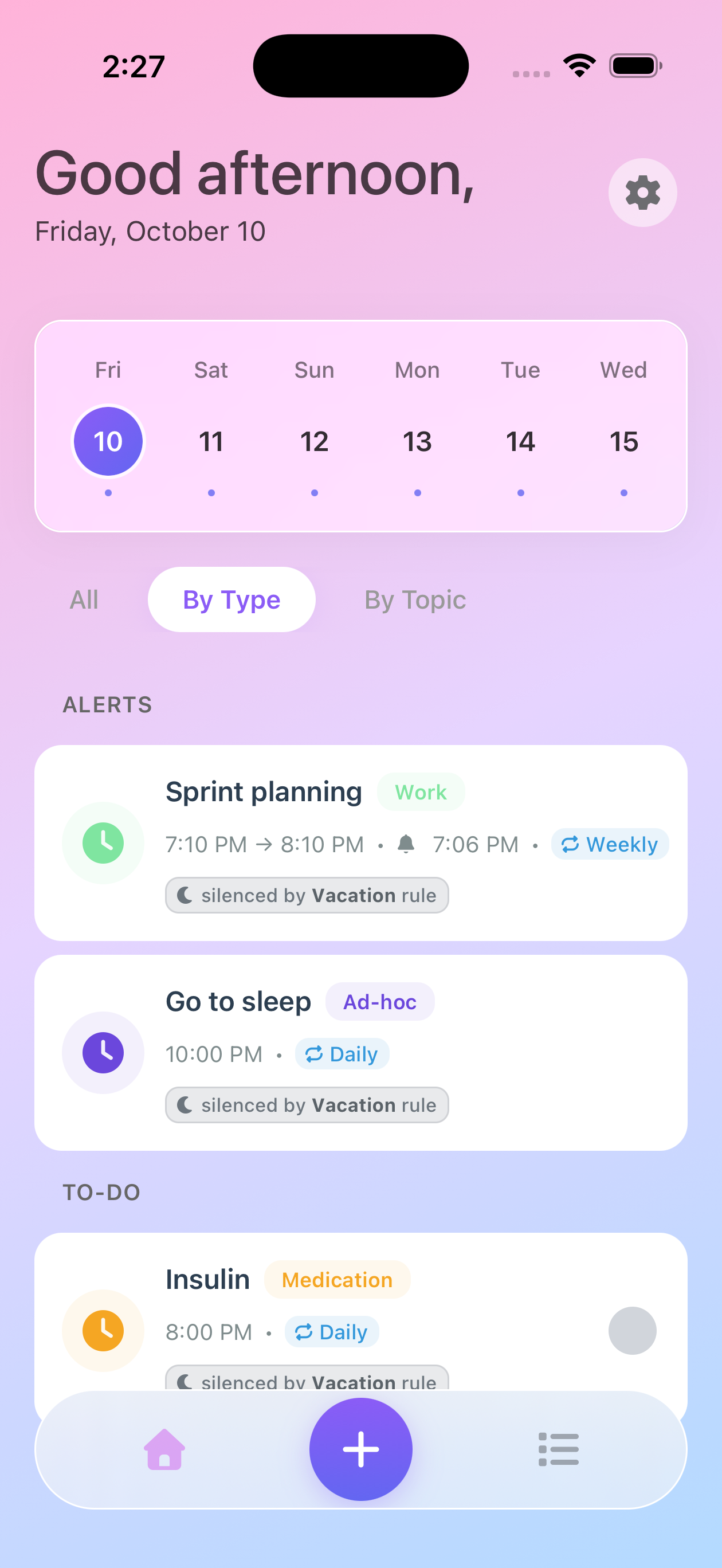 Home Screen By Type Filter
