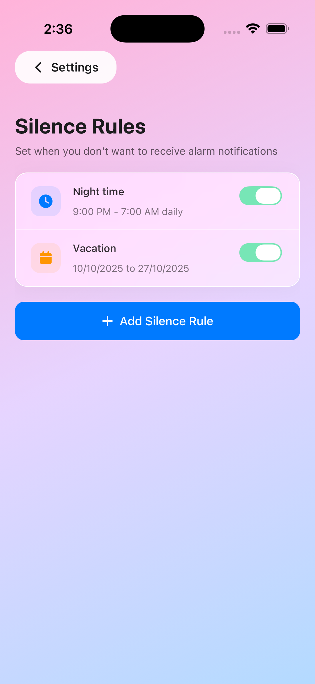 ZeroMiss App - Silence rules for managing quiet hours and focus time